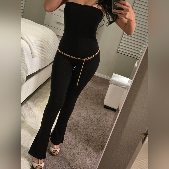 Oh Polly Pants - Oh Polly Elegant Black Strapless Jumpsuit